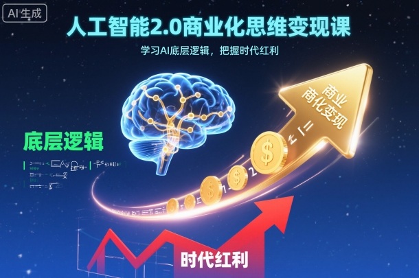 人工智能2.0商业化思维变现课，学习AI底层逻辑，把握时代红利-柯南聊项目