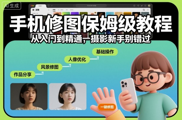 手机修图保姆级教程，从入门到精通，摄影新手别错过-柯南聊项目