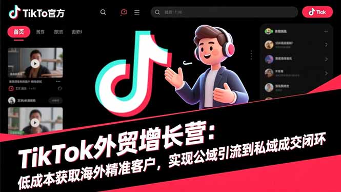 TikTok外贸增长营：低成本获取海外精准客户，实现公域引流到私域成交闭环-柯南聊项目