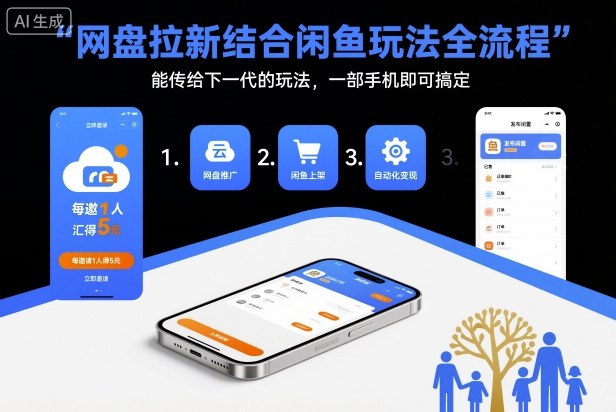 网盘拉新结合闲鱼玩法全流程，能传给下一代的玩法，一部手机即可搞定(附入口渠道以及实操教程)-柯南聊项目