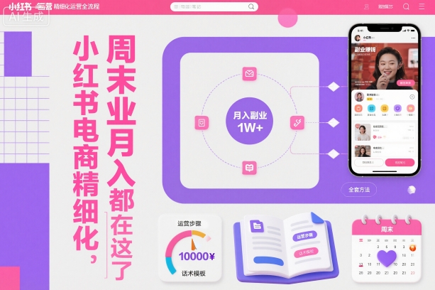 小红书电商精细化运营全流程，周末副业月入1W+，全套方法都在这了-柯南聊项目