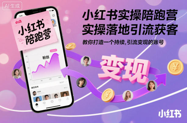 小红书实操陪跑营，实操落地引流获客，教你打造一个持续引流变现的账号-柯南聊项目