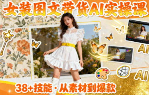 女装图文带货的AI实操课，覆盖38个实用技能，快速提升素材制作效率-柯南聊项目