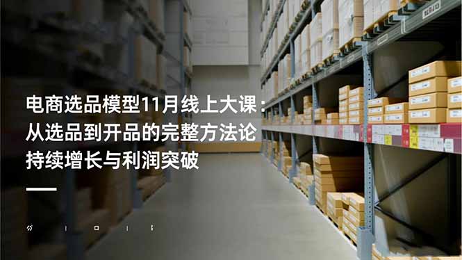 电商选品模型11月线上大课：从选品到开品的完整方法论 持续增长与利润突破-柯南聊项目