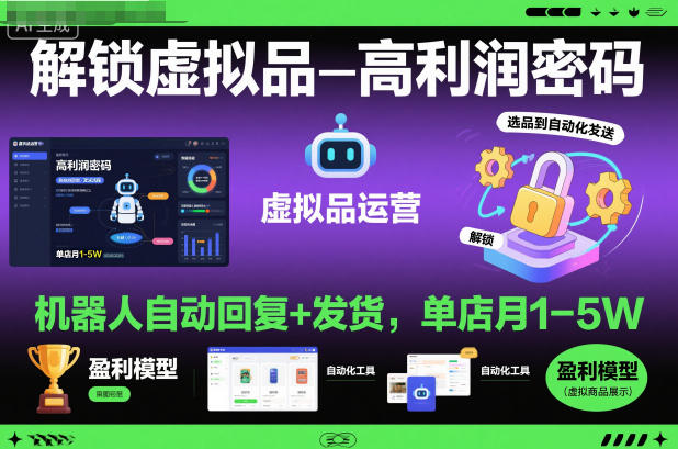 解锁虚拟品高利润密码：机器人自动回复+发货，单店月1-5W【揭秘】-柯南聊项目