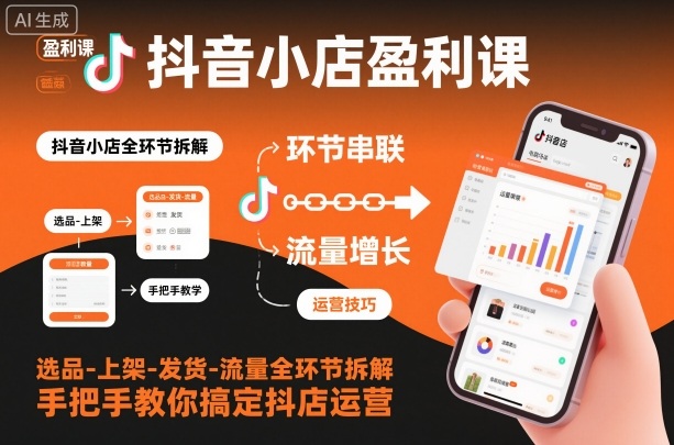 抖音小店盈利课-选品-上架-发货-流量全环节拆解，手把手教你搞定抖店运营-柯南聊项目