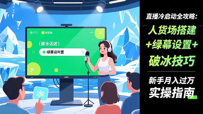 直播冷启动全攻略:人货场搭建+绿幕设置+破冰技巧，新手月入过万实操指南-柯南聊项目
