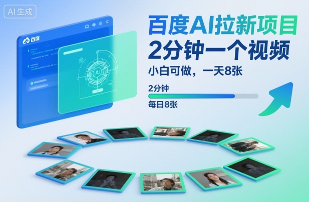 百度AI拉新项目，2分钟一个视频，小白可做，一天8张【附案例+保姆级教程】-柯南聊项目