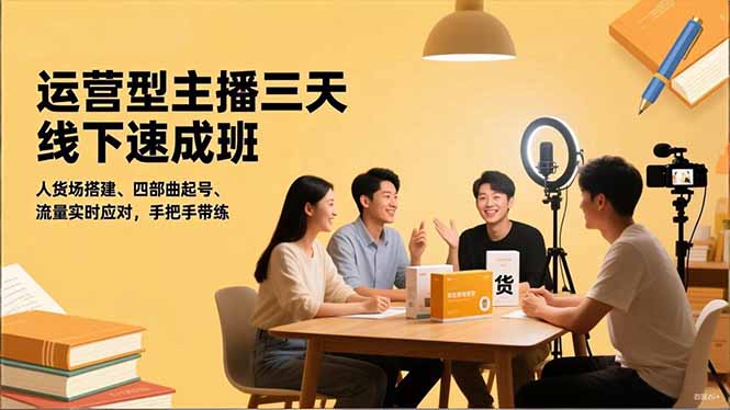 运营型主播三天线下班，人货场搭建,四部曲起号,流量实时应对，手把手带练-柯南聊项目