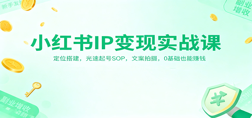 小红书IP变现实战课：定位搭建，光速起号SOP，文案拍摄，0基础也能赚钱-柯南聊项目