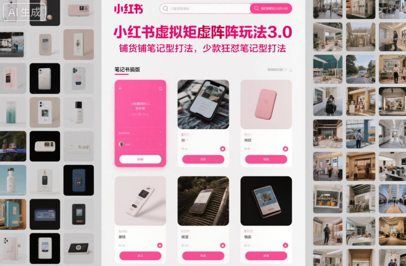 小红书虚拟矩阵玩法3.0，铺货铺笔记型打法，少款狂怼笔记型打法-柯南聊项目