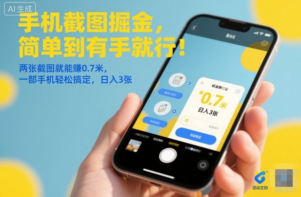 手机截图掘金，简单到有手就行！两张截图就能賺0.7米，一部手机轻松搞定，日入3张【揭秘】-柯南聊项目