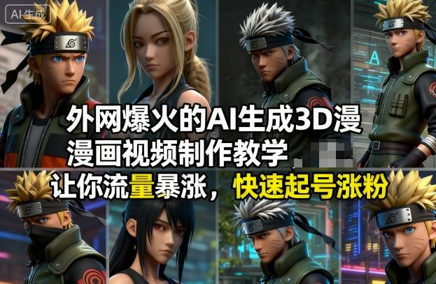 外网爆火的AI生成3D漫画视频制作教学，让你流量暴涨，快速起号涨粉！-柯南聊项目