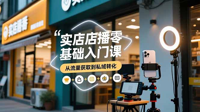 实体店播零基础入门课，实体店+短视频+直播+微信生态+私域社群，从流量获取到私域转化-柯南聊项目