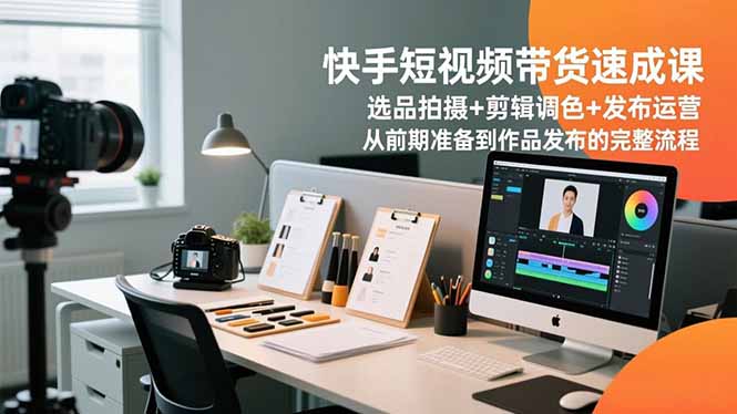 快手短视频带货速成课，选品拍摄+剪辑调色+发布运营，从前期准备到作品发布的完整流程-柯南聊项目