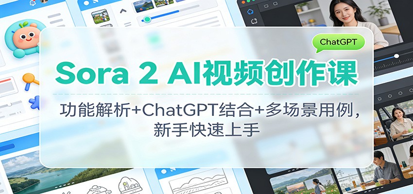 Sora 2 AI视频创作课：功能解析+ChatGPT结合+多场景用例，新手快速上手-柯南聊项目