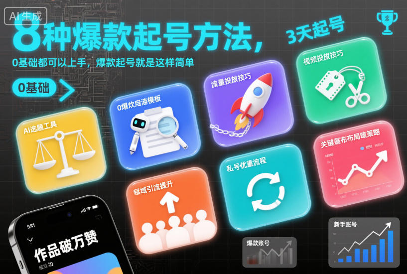 8种爆款起号方法，0基础都可以上手，爆款起号就是这样简单-柯南聊项目