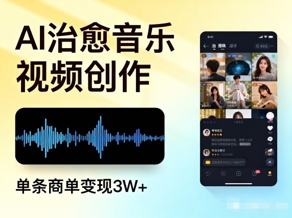 AI做治愈音乐视频，多平台投稿，单条商单变现3W+-柯南聊项目