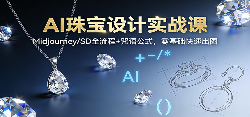 AI珠宝设计实战课：Midjourney/SD全流程+咒语公式，零基础快速出图-柯南聊项目