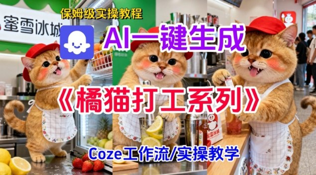 Coze扣子工作流一键生成胖橘猫打工短视频，保姆级实操搭建教学-柯南聊项目