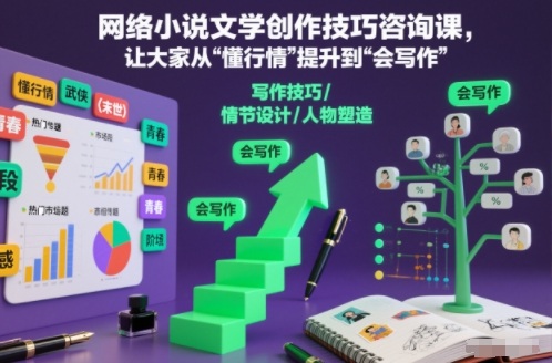网络小说文学创作技巧咨询课，让大家从“懂行情”提升到”会写作”的高度-柯南聊项目