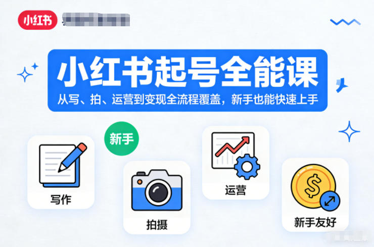 小红书起号全能课，从写、拍、运营到变现全流程覆盖，新手也能快速上手-柯南聊项目