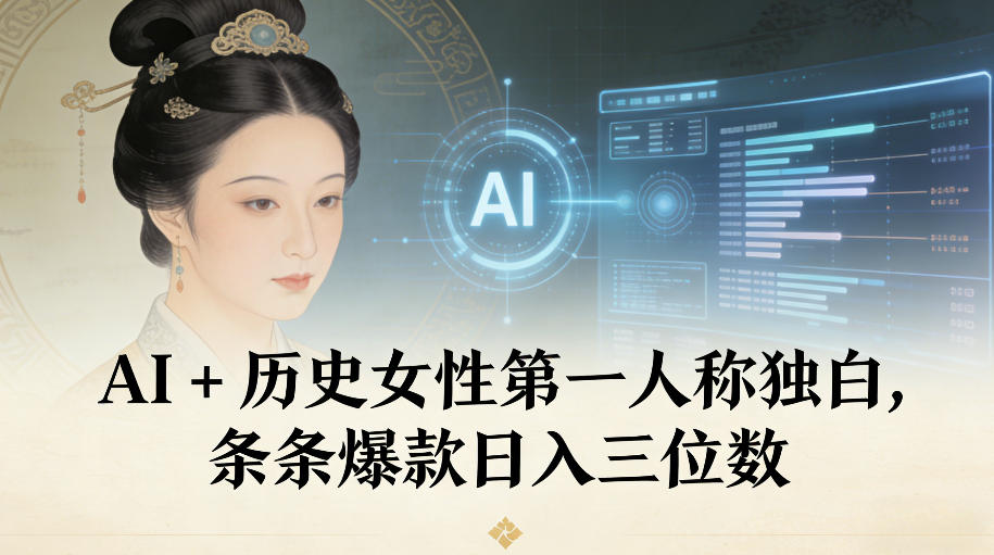 AI+历史女性第一人称独白，条条爆款日入三位数-柯南聊项目