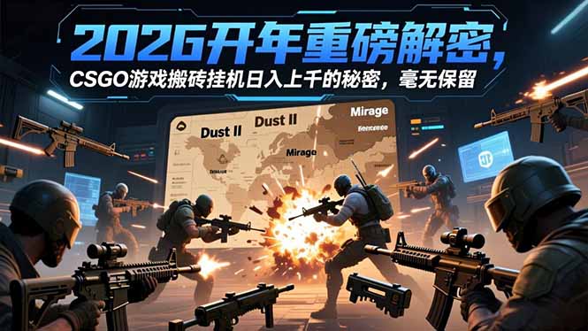 2026开年重磅解密，CSGO游戏搬砖挂机日入上千的秘密，毫无保留-柯南聊项目
