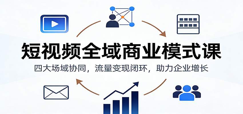 短视频全域商业模式课：四大场域协同，流量变现闭环，助力企业增长-柯南聊项目