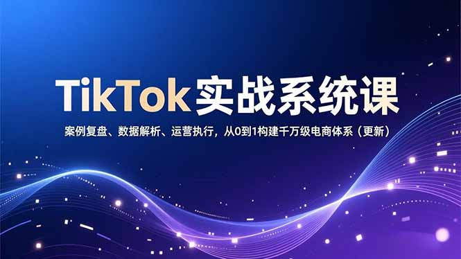 TikTok实战系统课，案例复盘、数据解析、运营执行，从0到1构建千万级电商体系(更新-柯南聊项目