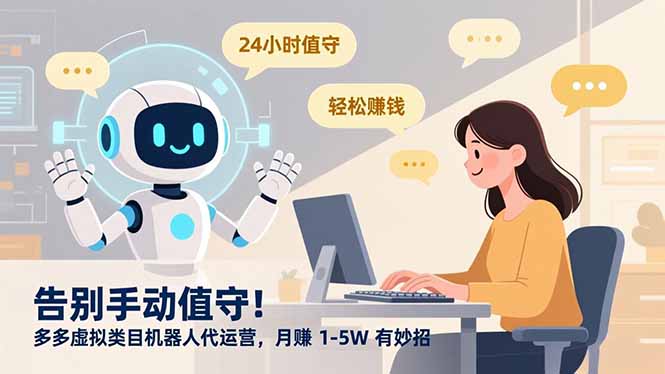 告别手动值守！多多虚拟类目机器人代运营，月赚 1-5W 有妙招-柯南聊项目