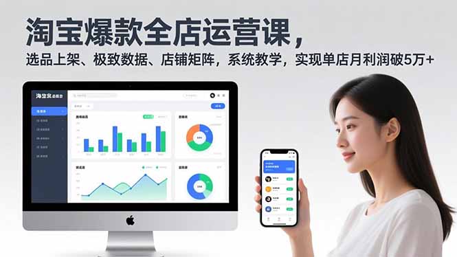 淘宝爆款全店运营课2.0，选品上架、极致数据、店铺矩阵，系统教学，实现单店月利润破5万+-柯南聊项目