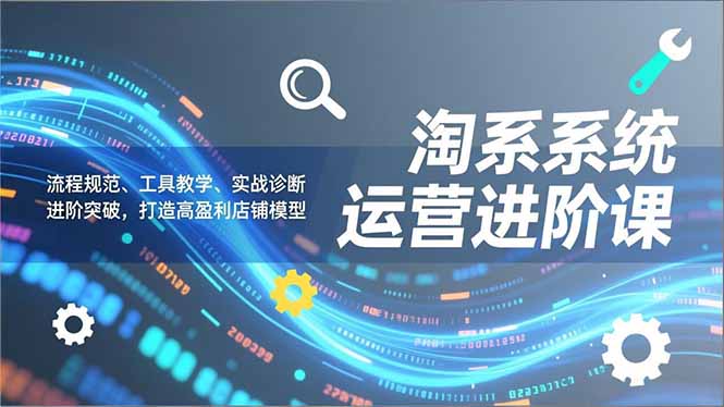 淘系系统运营进阶课2.0，流程规范、工具教学、实战诊断，进阶突破，打造高盈利店铺模型-柯南聊项目