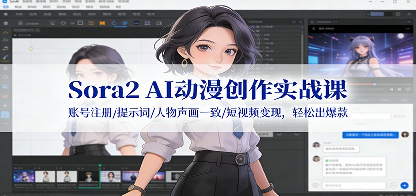 Sora2 AI动漫创作实战课：账号注册/提示词/人物声画一致/短视频变现，轻松出爆款-柯南聊项目