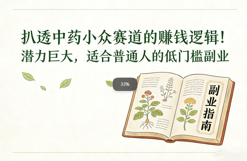 扒透中药小众赛道的賺米逻辑，潜力巨大，适合普通人的低门槛副业-柯南聊项目