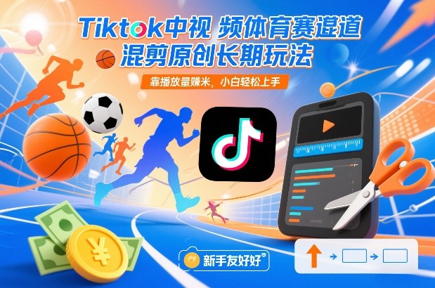 Tiktok中视频体育赛道混剪原创长期玩法，靠播放量賺米，小白轻松上手-柯南聊项目