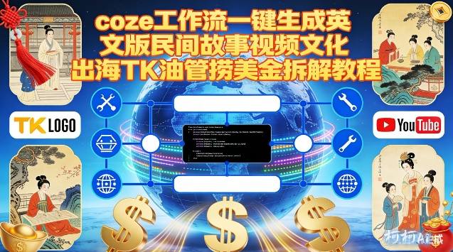Coze扣子工作流一键生成英文版民间故事视频，文化出海TK油管捞美金拆解教程-柯南聊项目
