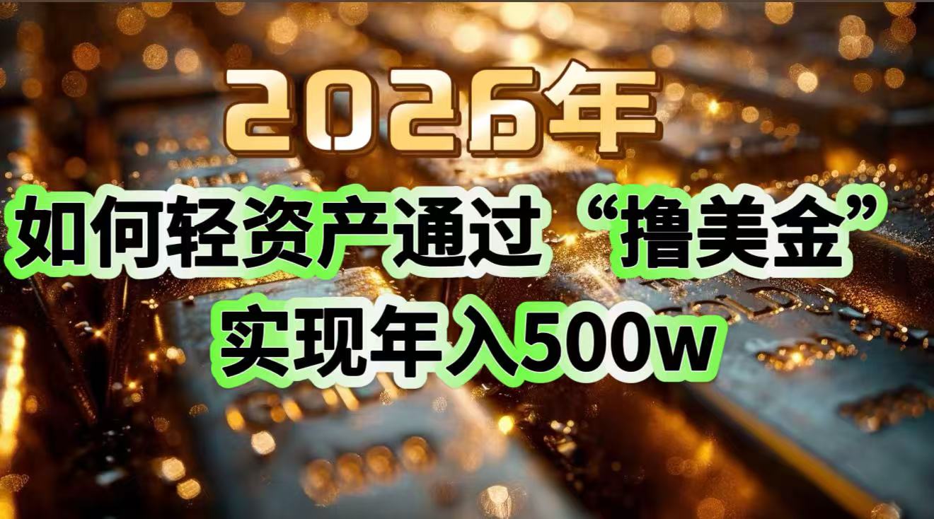2026年如何轻资产通过“撸美金”实现年入500w-柯南聊项目