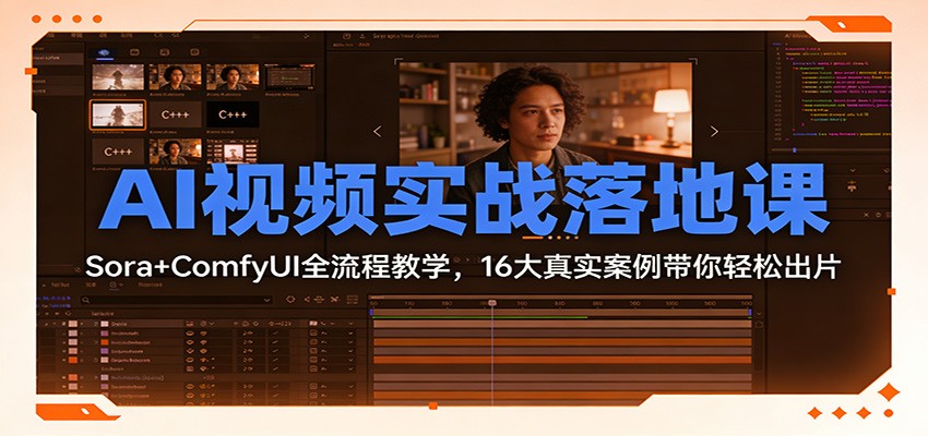 AI视频实战落地课：Sora+ComfyUI全流程教学，16大真实案例带你轻松出片-柯南聊项目