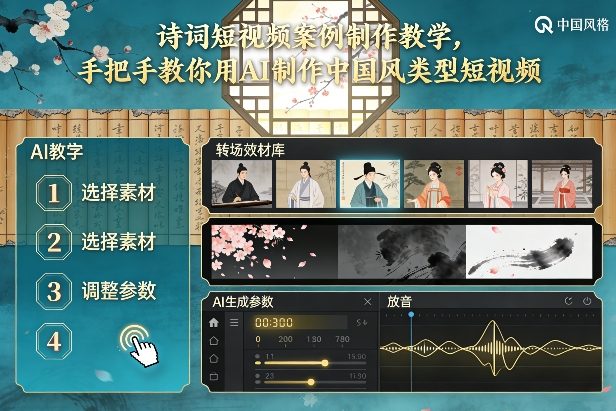 古诗词短视频案例制作教学，手把手教你用AI制作中国风类型短视频-柯南聊项目