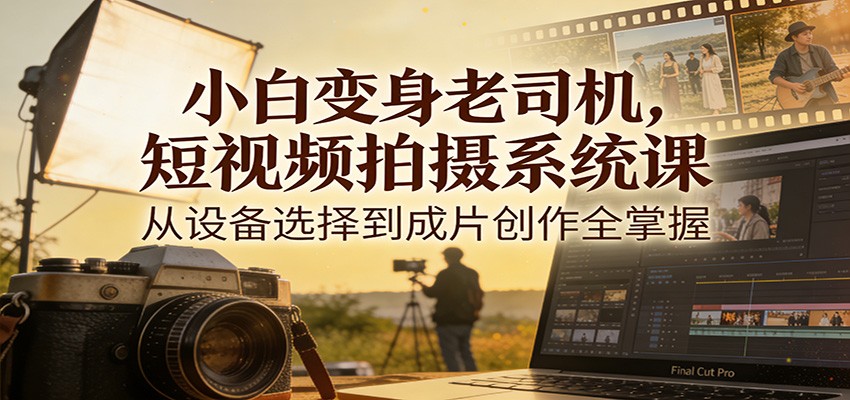 小白变身老司机，短视频拍摄系统课，从设备选择到成片创作全掌握-柯南聊项目