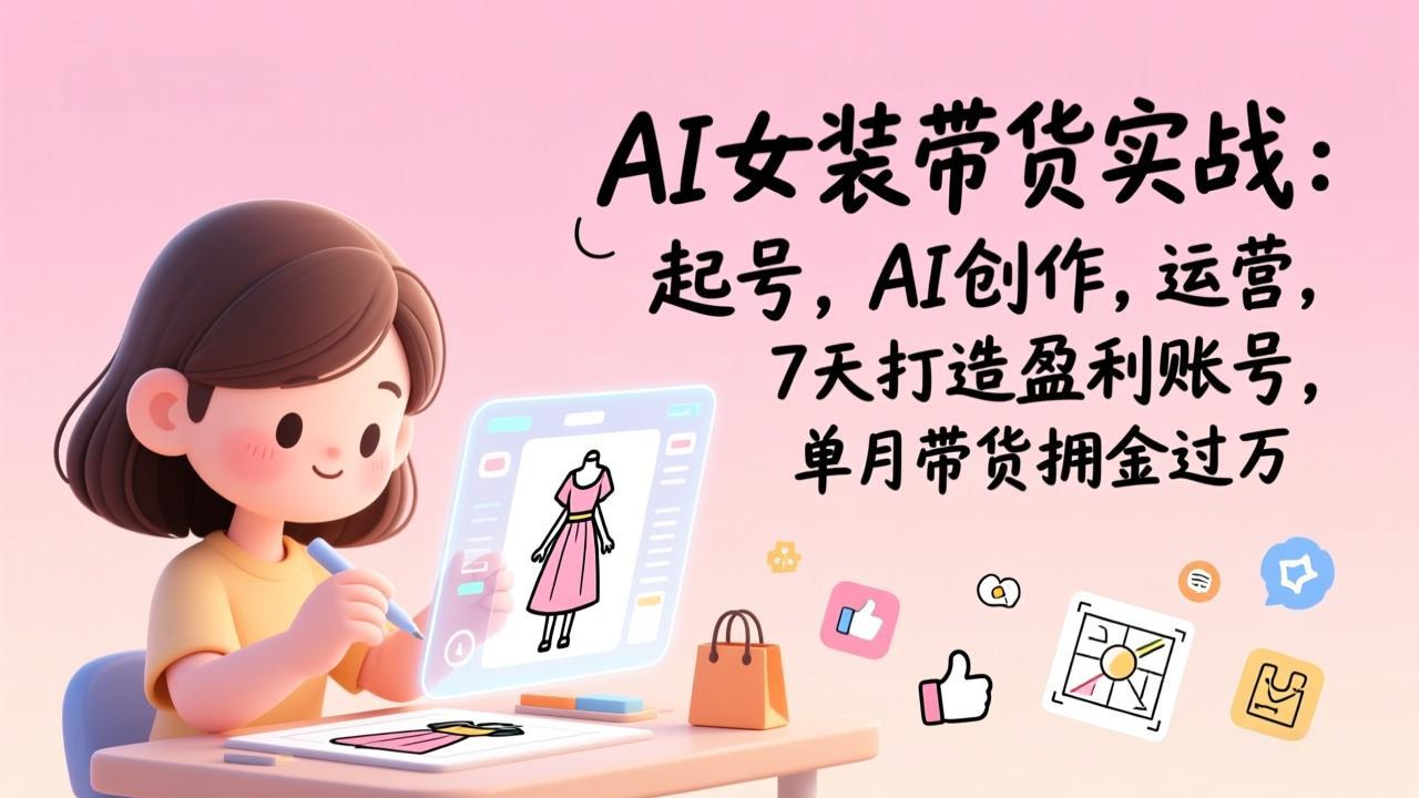 AI女装带货实战：起号，AI创作，运营，7天打造盈利账号，单月带货佣金过万-柯南聊项目