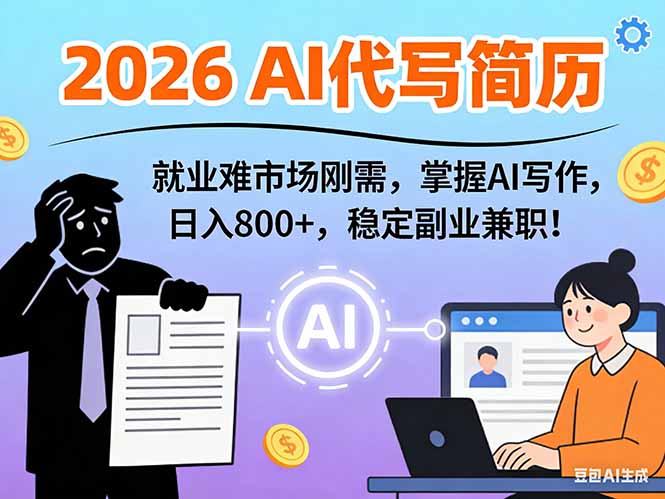 AI代写简历，超暴利，用万能模板月入1-3万实战教程，2026年市场刚需！-柯南聊项目