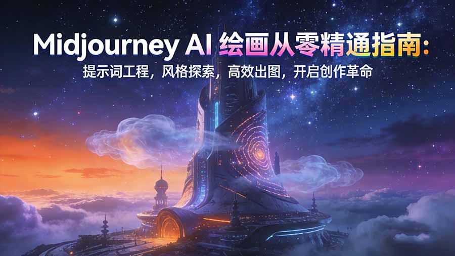 Midjourney AI绘画从零精通指南：提示词工程，风格探索，高效出图，开启创作革命-柯南聊项目