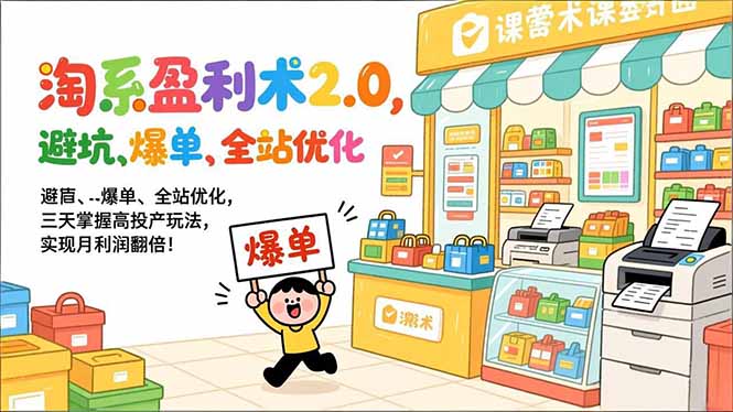 淘系盈利术2.0，避坑、爆单、全站优化，三天掌握高投产玩法，实现月利润翻倍！-柯南聊项目