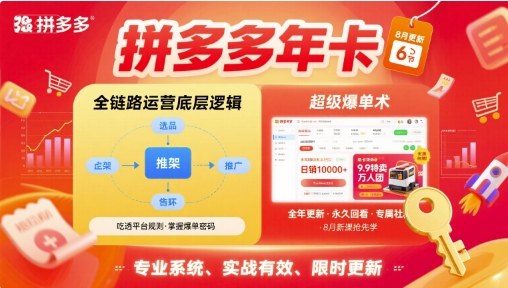 拼多多年卡，拼多多全链路运营底层逻辑，超级爆单术【更新26年1月】-柯南聊项目
