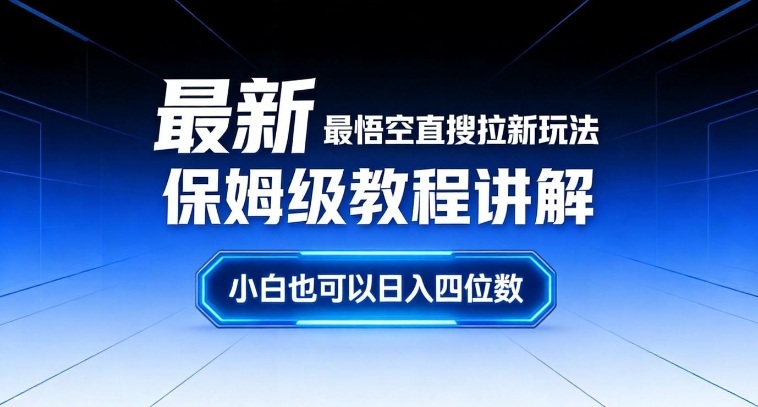 最新最悟空直搜拉新玩法保姆级教程讲解，小白也可以日入四位数-柯南聊项目