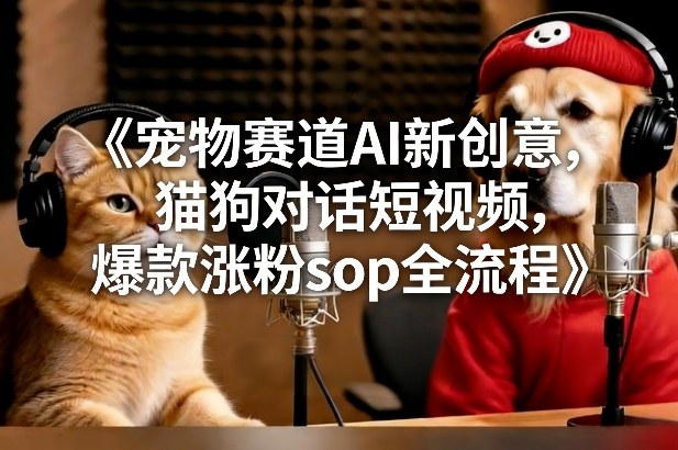 宠物赛道AI新创意，猫狗对话短视频，爆款涨粉sop全流程-柯南聊项目