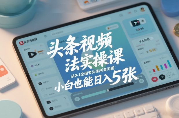 头条视频玩法实操课，从0-1全细节头条所有问题，小白也能日入5张-柯南聊项目