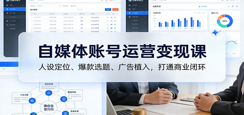 自媒体账号运营变现课：人设定位、爆款选题、广告植入，打通商业闭环-柯南聊项目